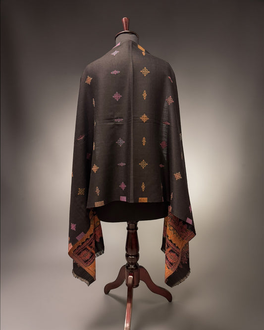 Black Wool Kani Woven Stole