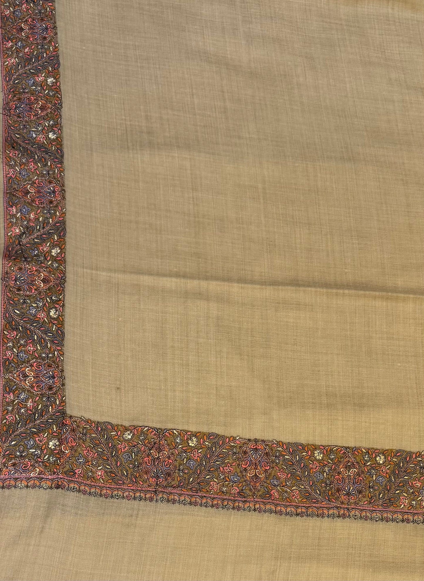 Gold Corner Vine Embroidered Shawl