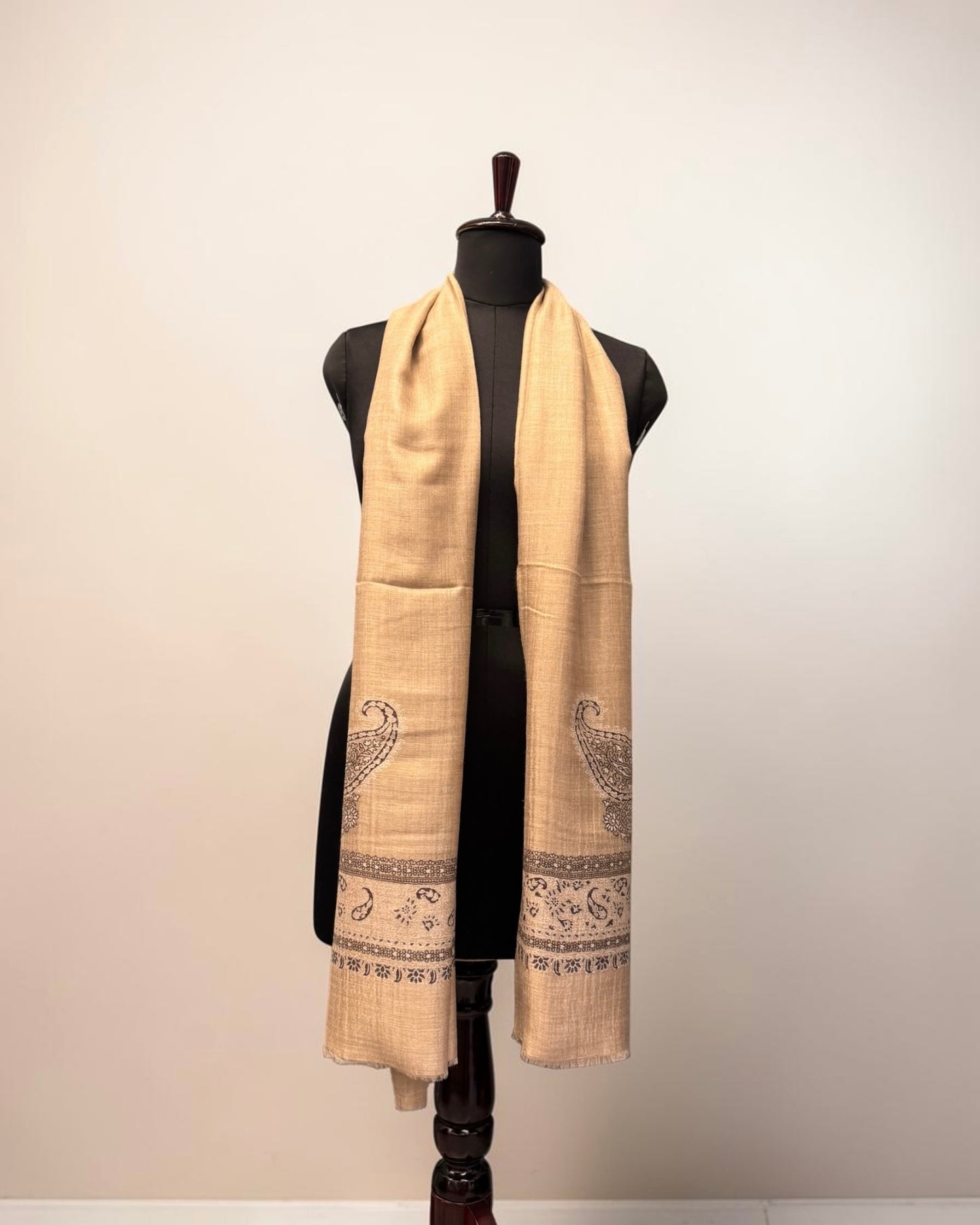 Beige Paisley End Stole