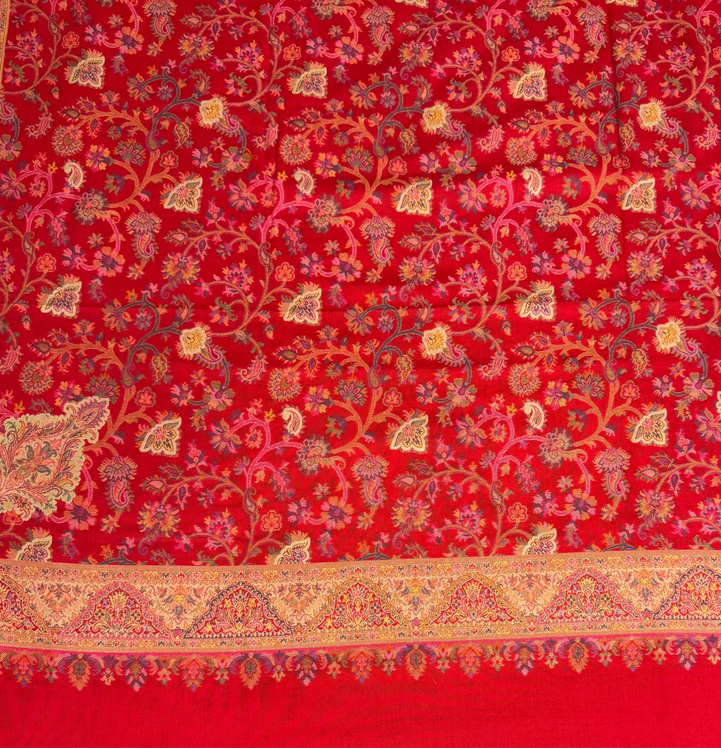 Crimson Red Jaal Kani Wool Shawl