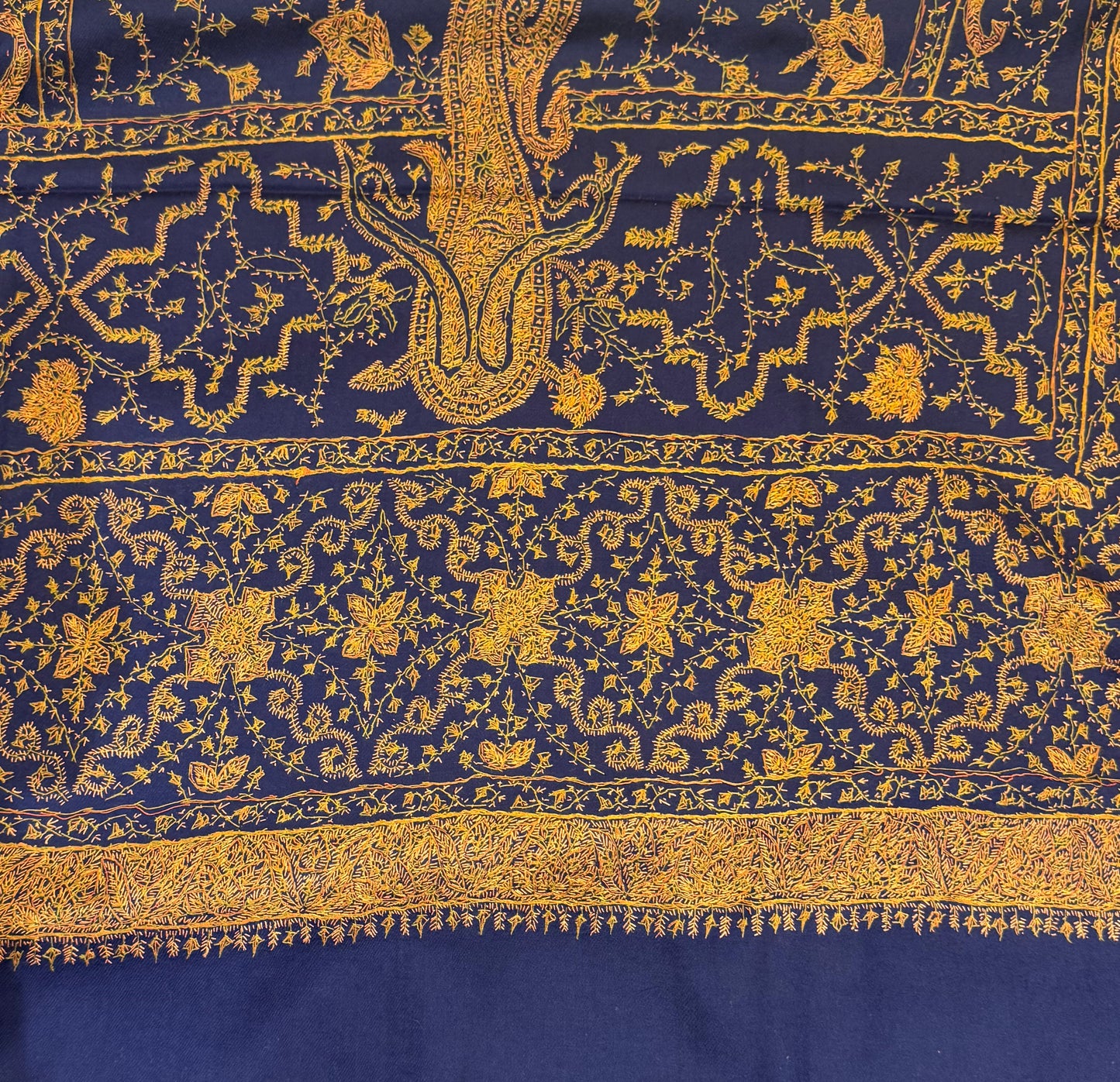 Navy Blue Kashmiri Hand Embroidered Shawl