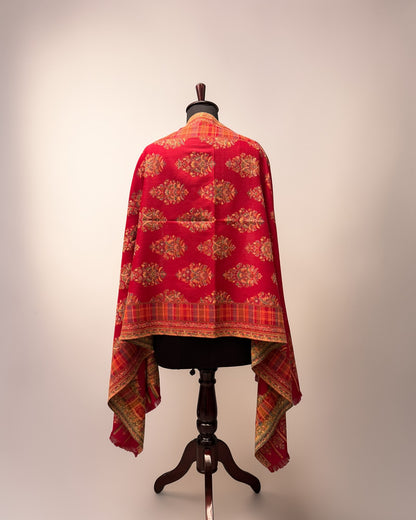 Deep Red Pure Wool Kani Stole