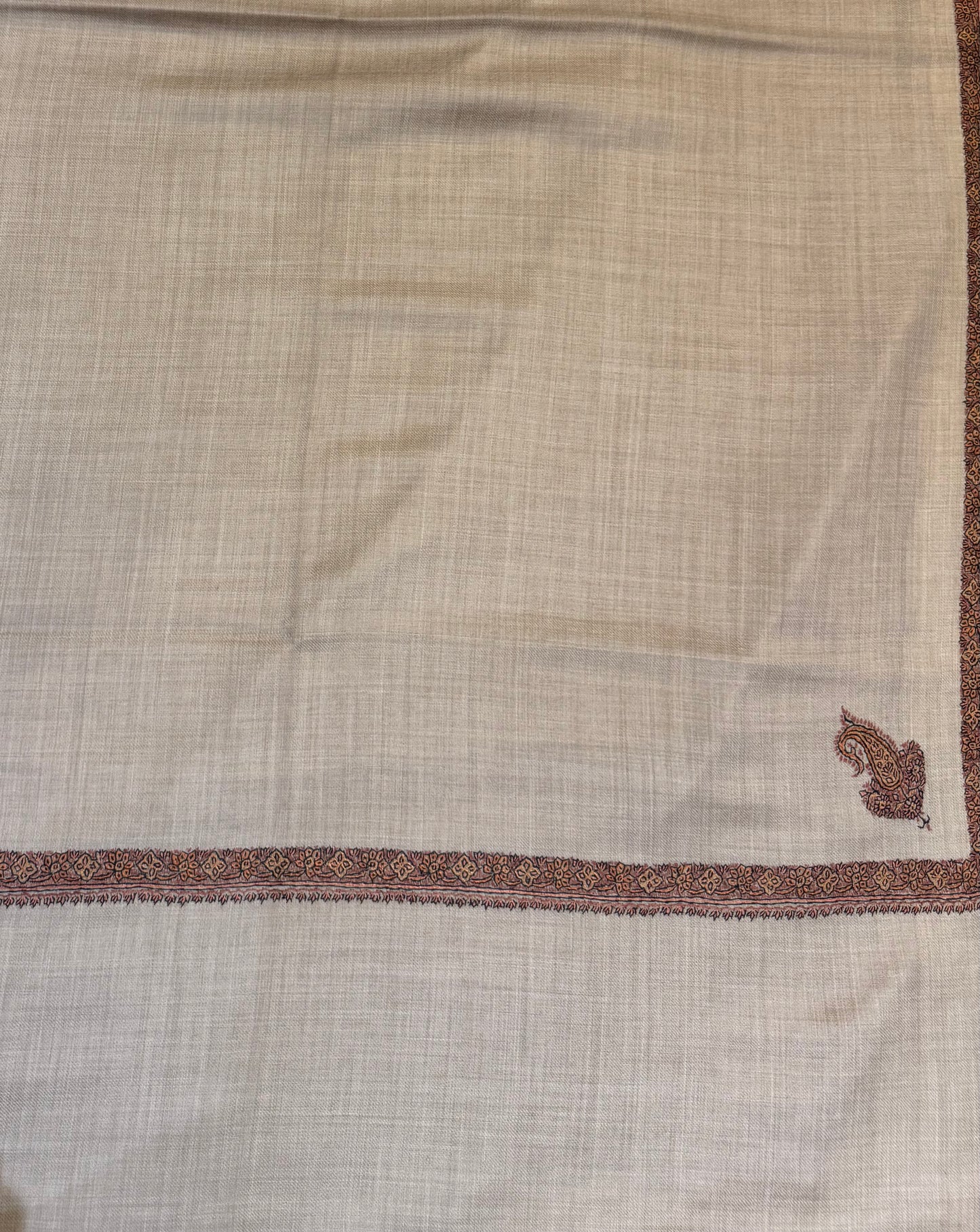 Natural Men's Pure Wool Kashmiri Sozni Shawl