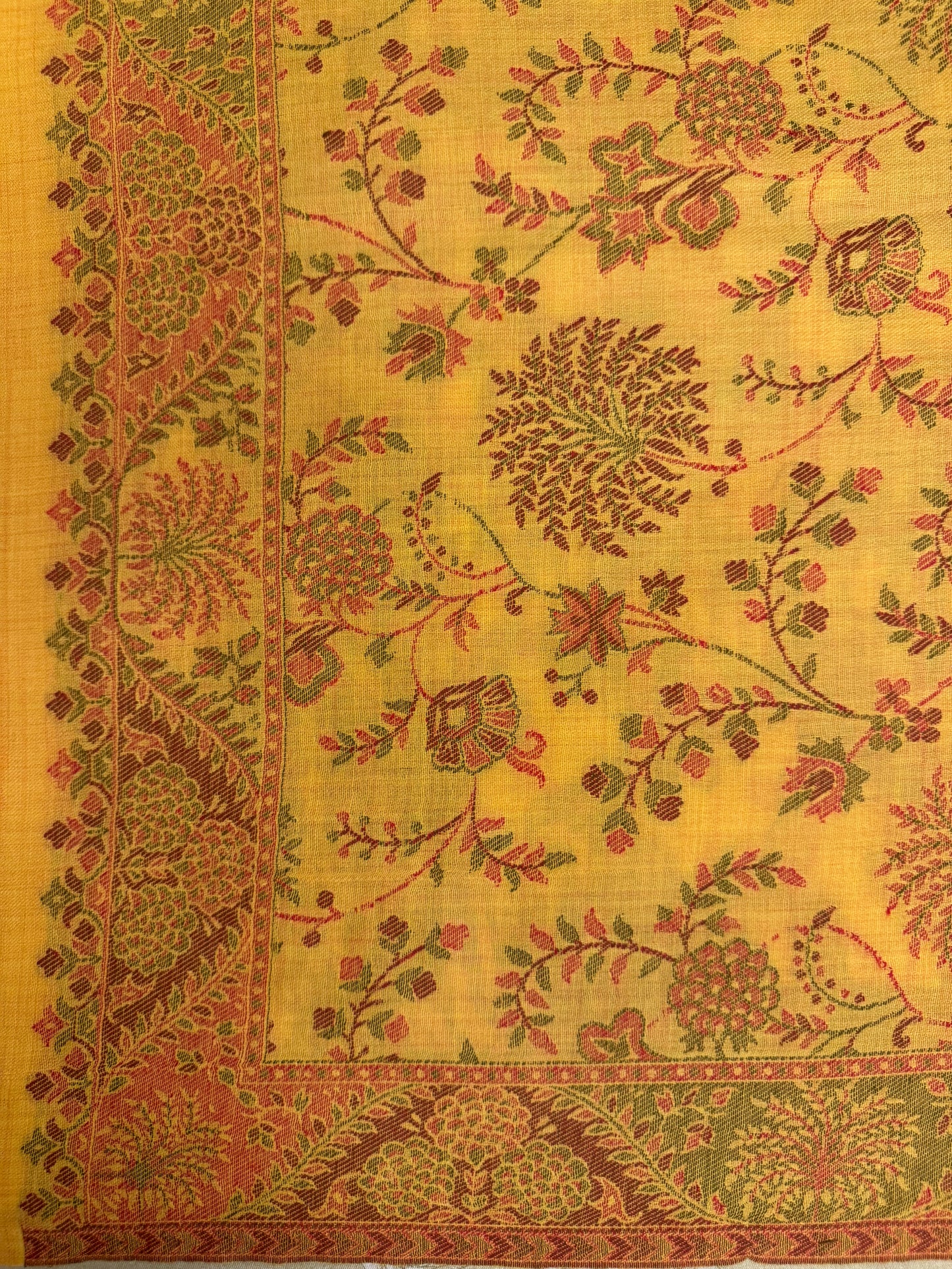Yellow Pure Wool Kani Woven Stole