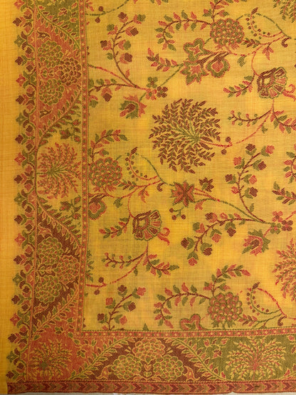Yellow Pure Wool Kani Woven Stole