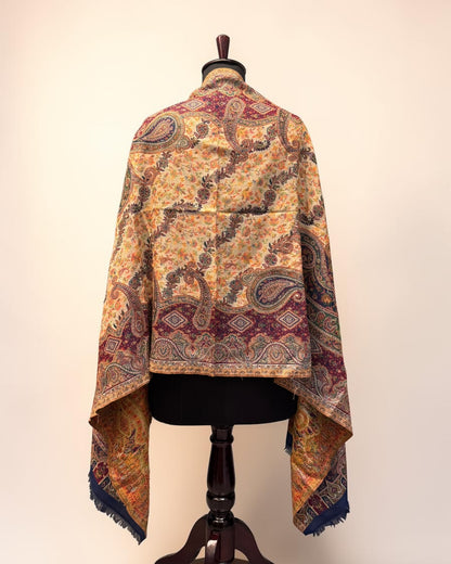 Ivory Grand Paisley Kani Pure Wool Stole