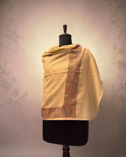 Gold Corner Vine Embroidered Shawl