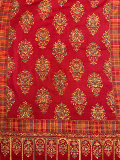 Deep Red Pure Wool Kani Stole