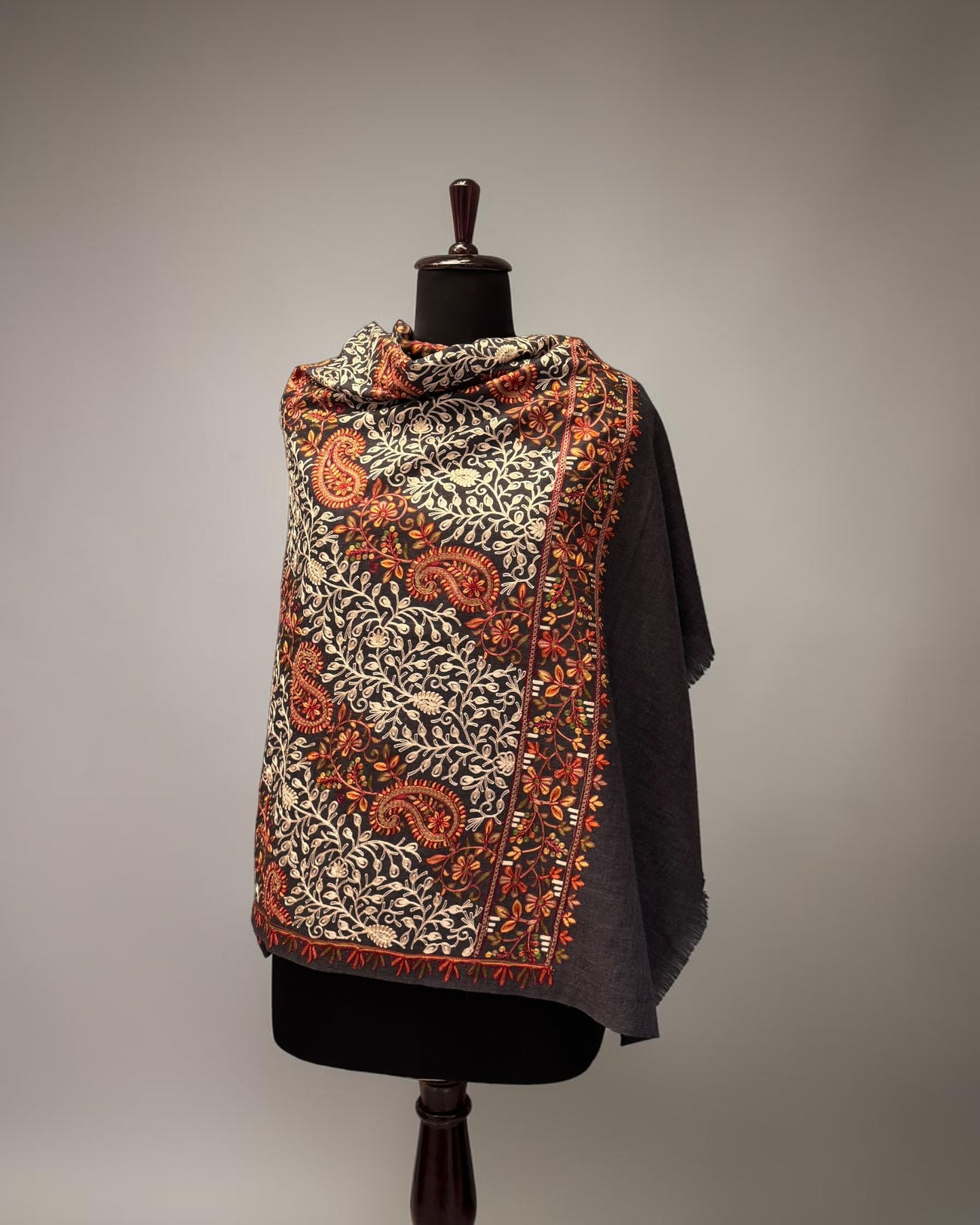 Purple Slate Sozni Shawl