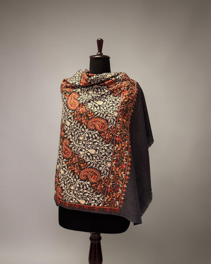 Purple Slate Sozni Shawl