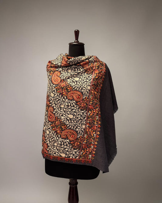 Purple Slate Sozni Shawl