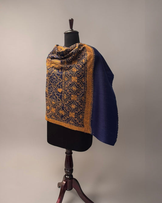 Navy Blue Kashmiri Hand Embroidered Shawl