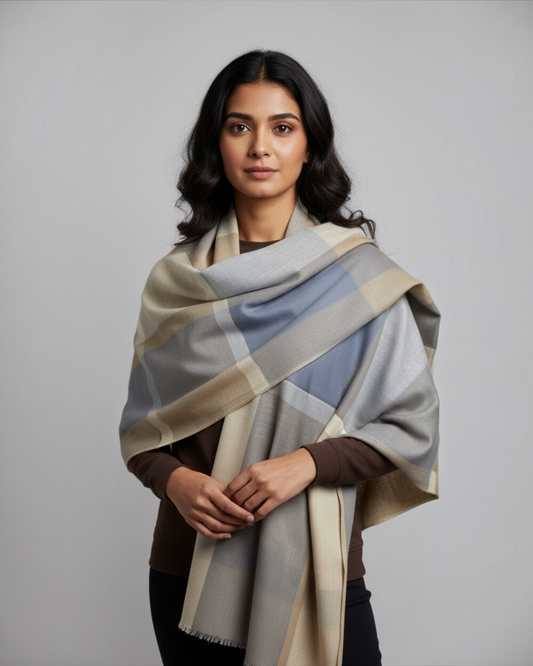 Beige Slate Windowpane Stole
