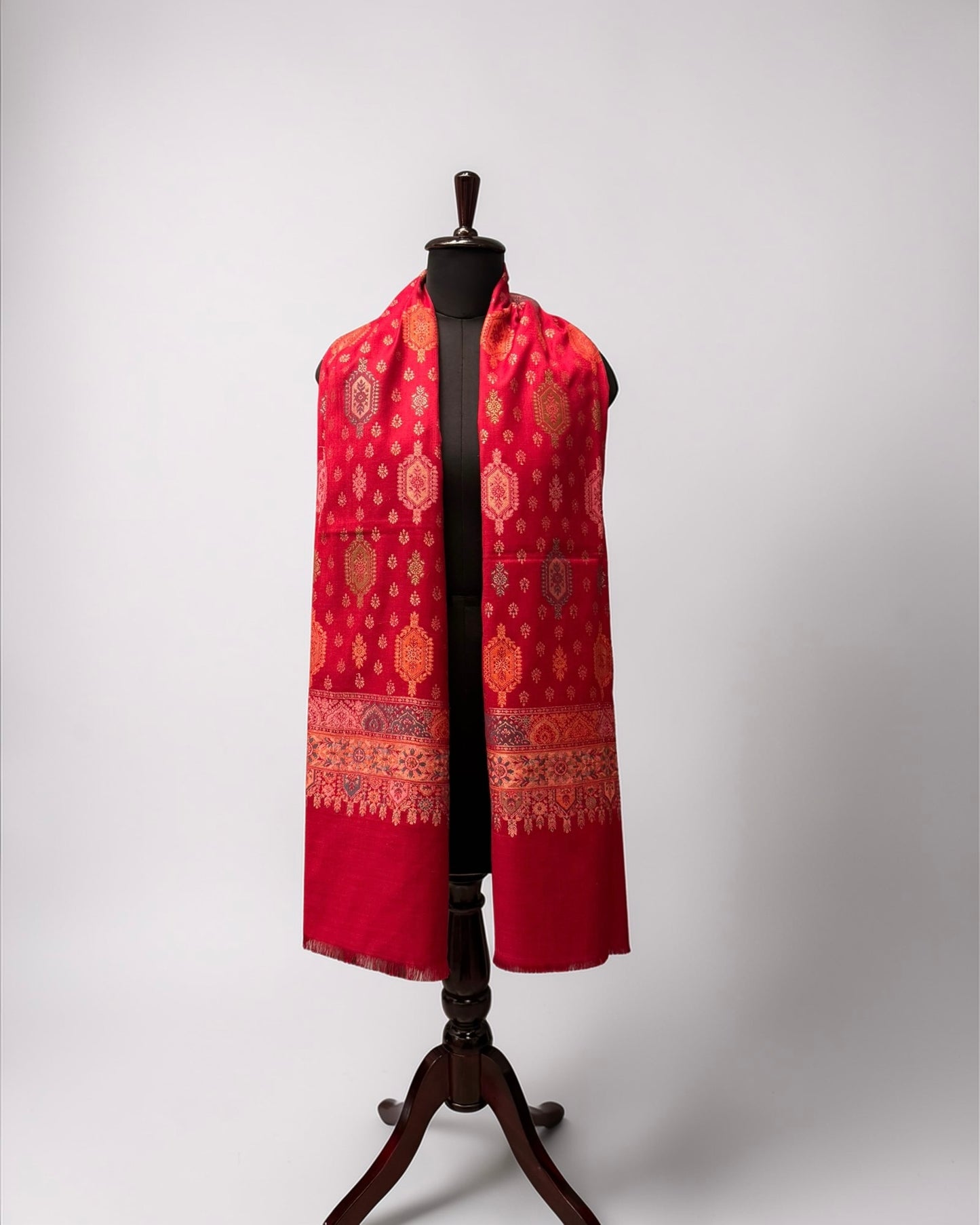 Red Pure Wool Kani Woven Stole