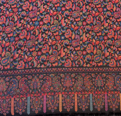 Black Ember Jaal Kani Pure Wool Shawl