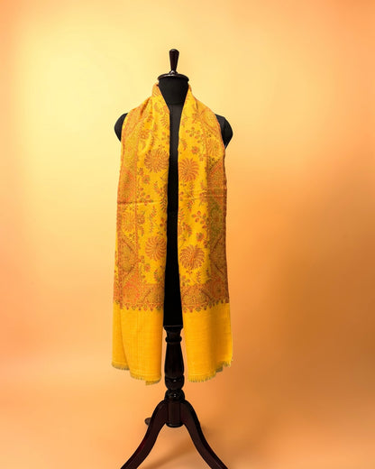 Yellow Pure Wool Kani Woven Stole