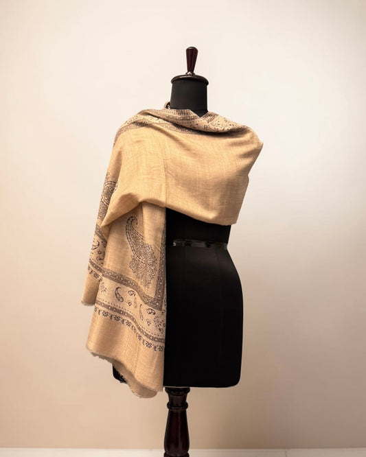 Beige Paisley End Stole