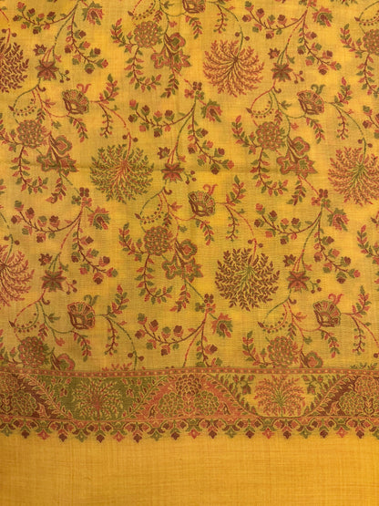 Yellow Pure Wool Kani Woven Stole