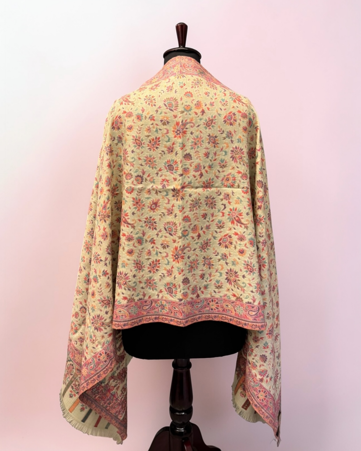 Ivory Kani Pure Wool Stole with Scattered Floral Jaal