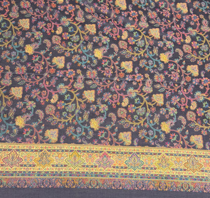 Purple Slate Floral Jaal Kani Wool Shawl