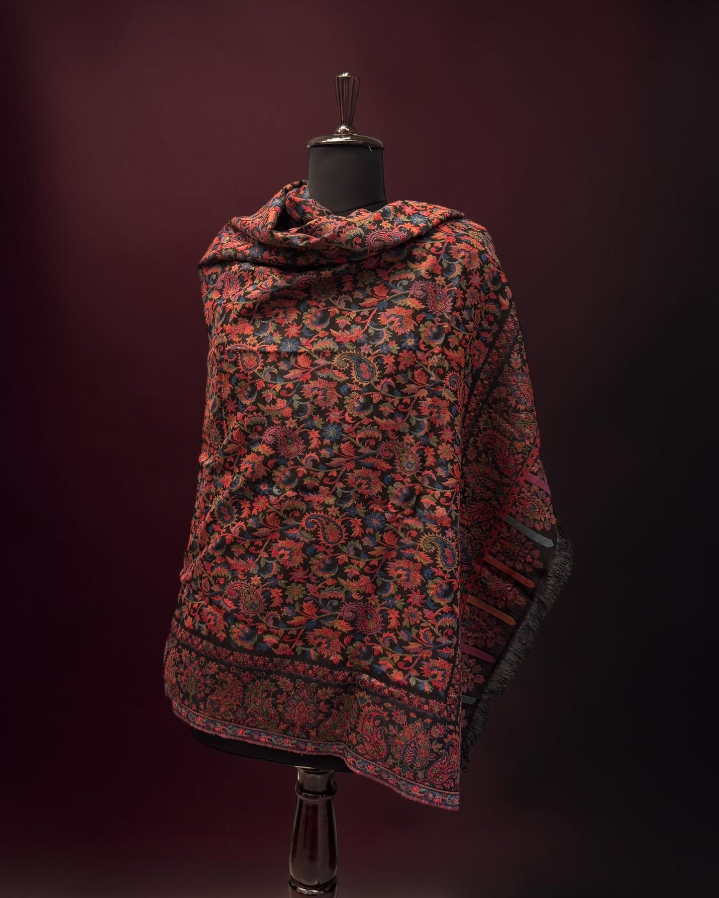 Black Ember Jaal Kani Pure Wool Shawl