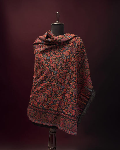 Black Ember Jaal Kani Pure Wool Shawl