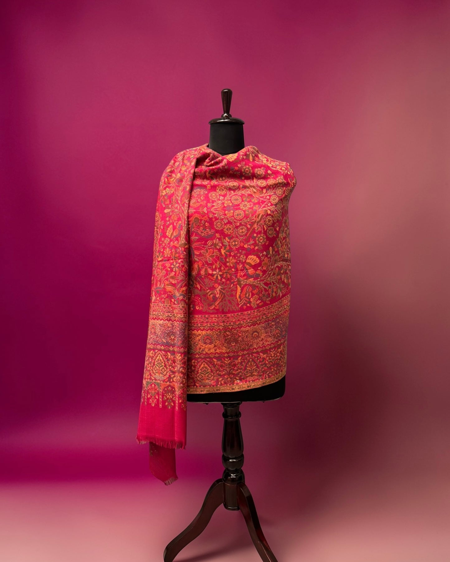 Red Pure Wool Kani Woven Shawl