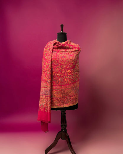 Red Pure Wool Kani Woven Shawl