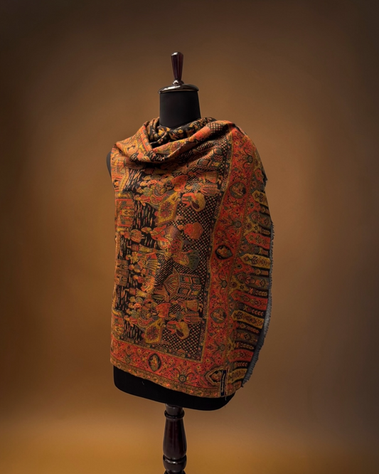 Black Kani Wool Shawl — Mughal Palace Pictorial
