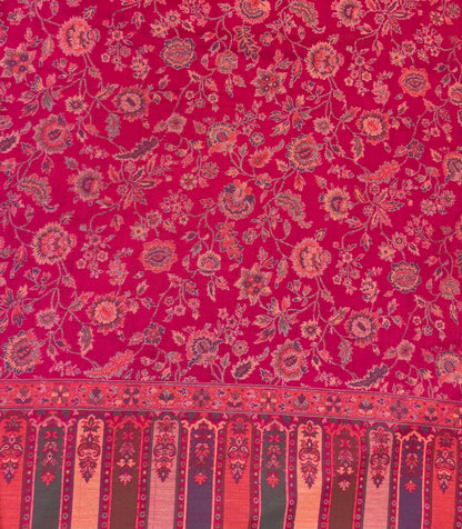 Fuchsia Kani Zari Pure Wool Shawl with Floral Jaal