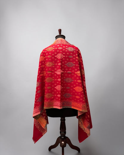 Red Pure Wool Kani Woven Stole