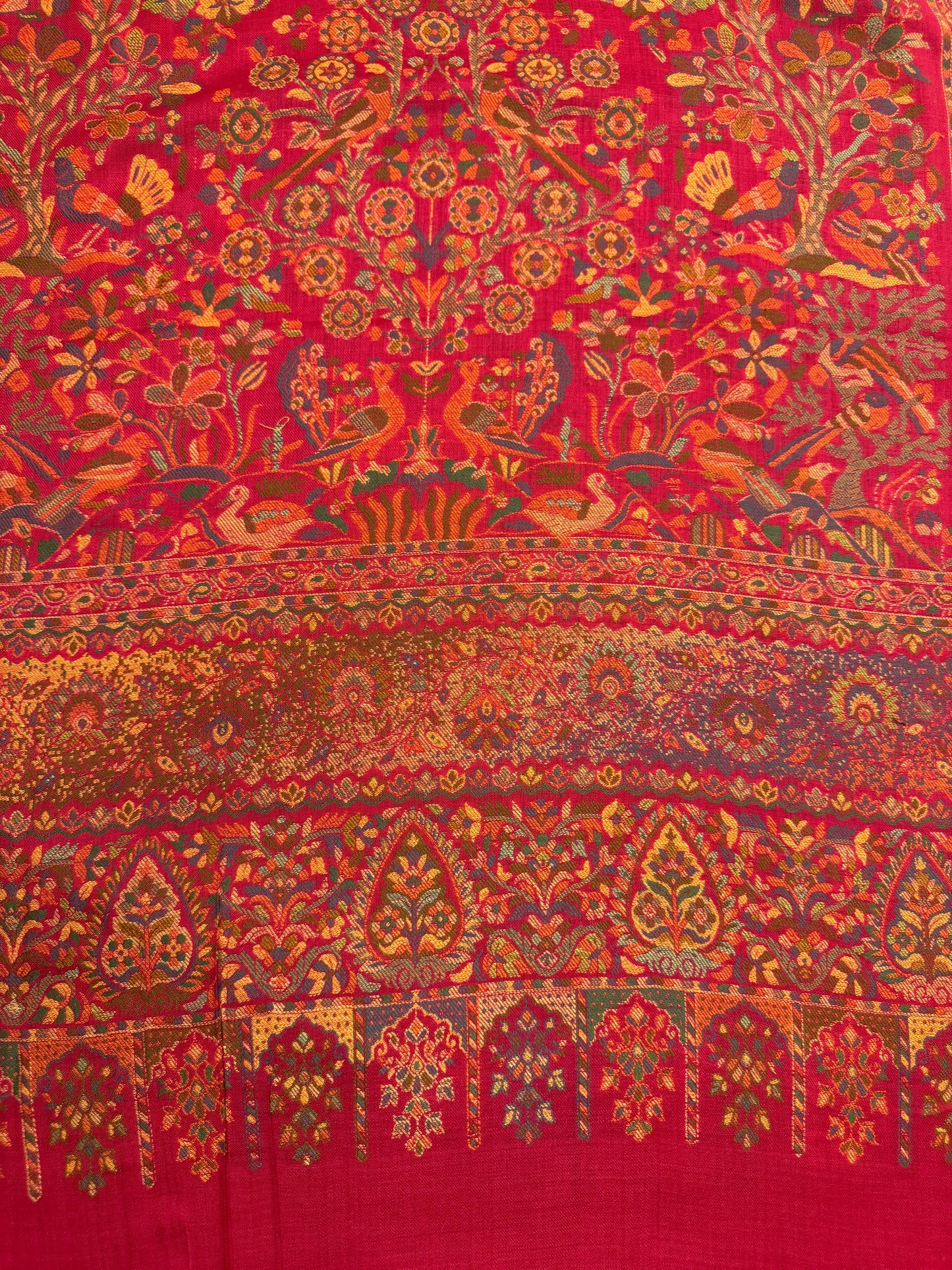 Red Pure Wool Kani Woven Shawl
