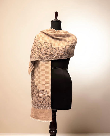 Checked Espresso Vine Stole