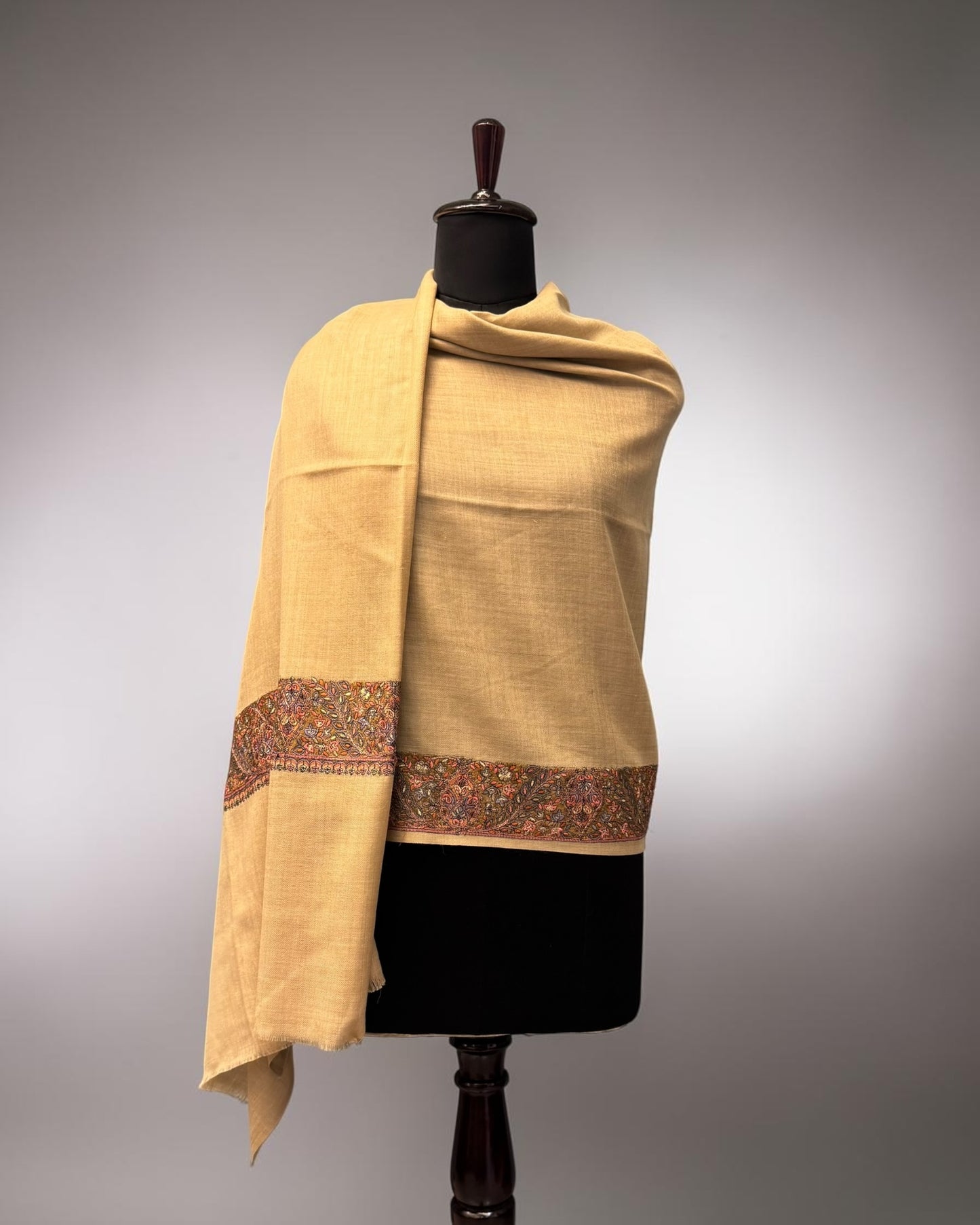 Gold Corner Vine Embroidered Shawl