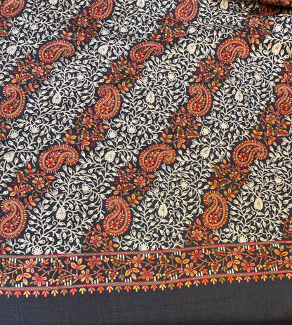 Purple Slate Sozni Shawl