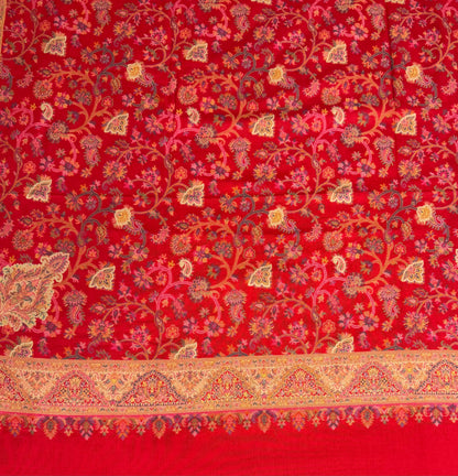 Crimson Red Jaal Kani Wool Shawl