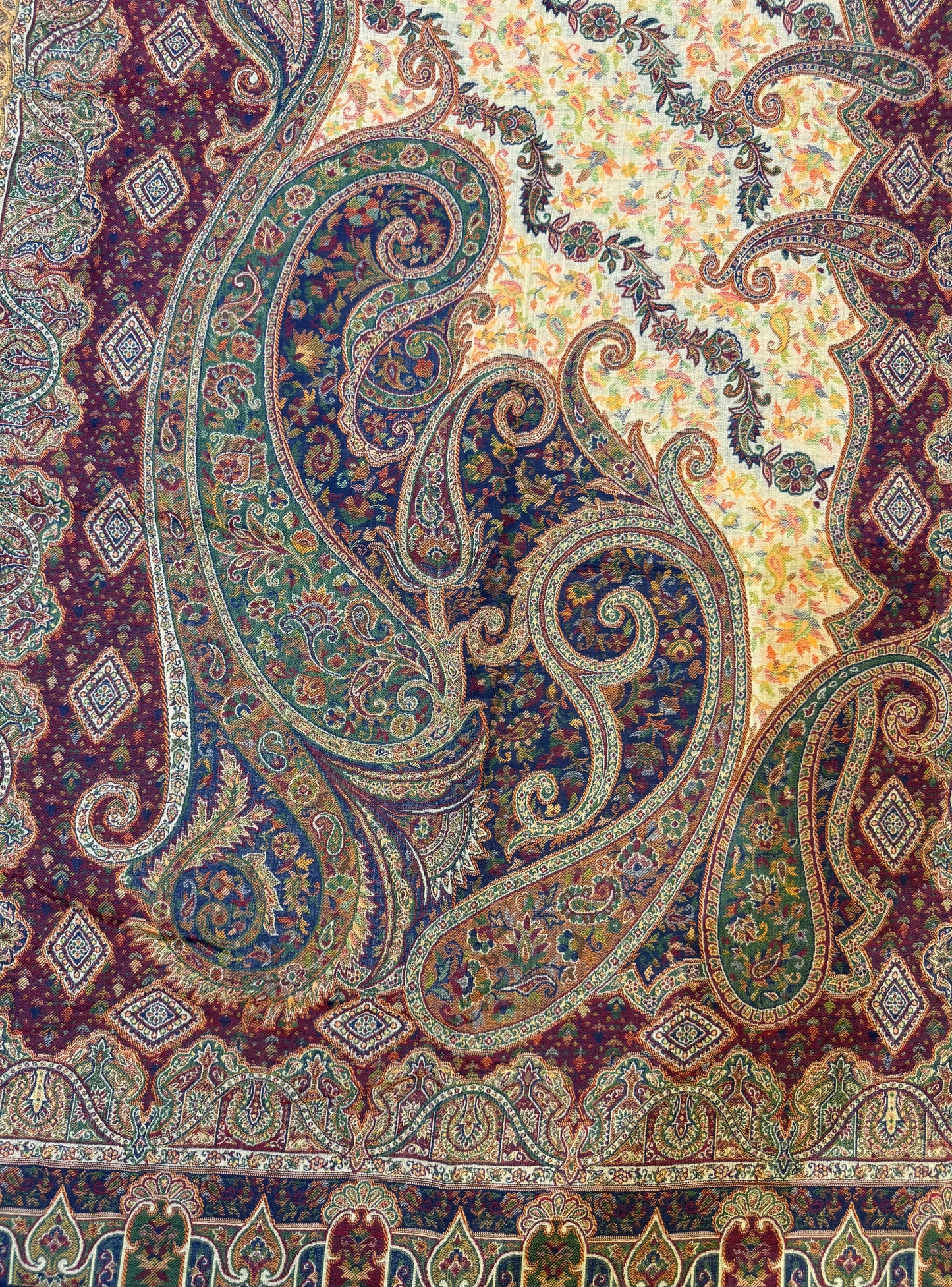 Ivory Grand Paisley Kani Pure Wool Stole