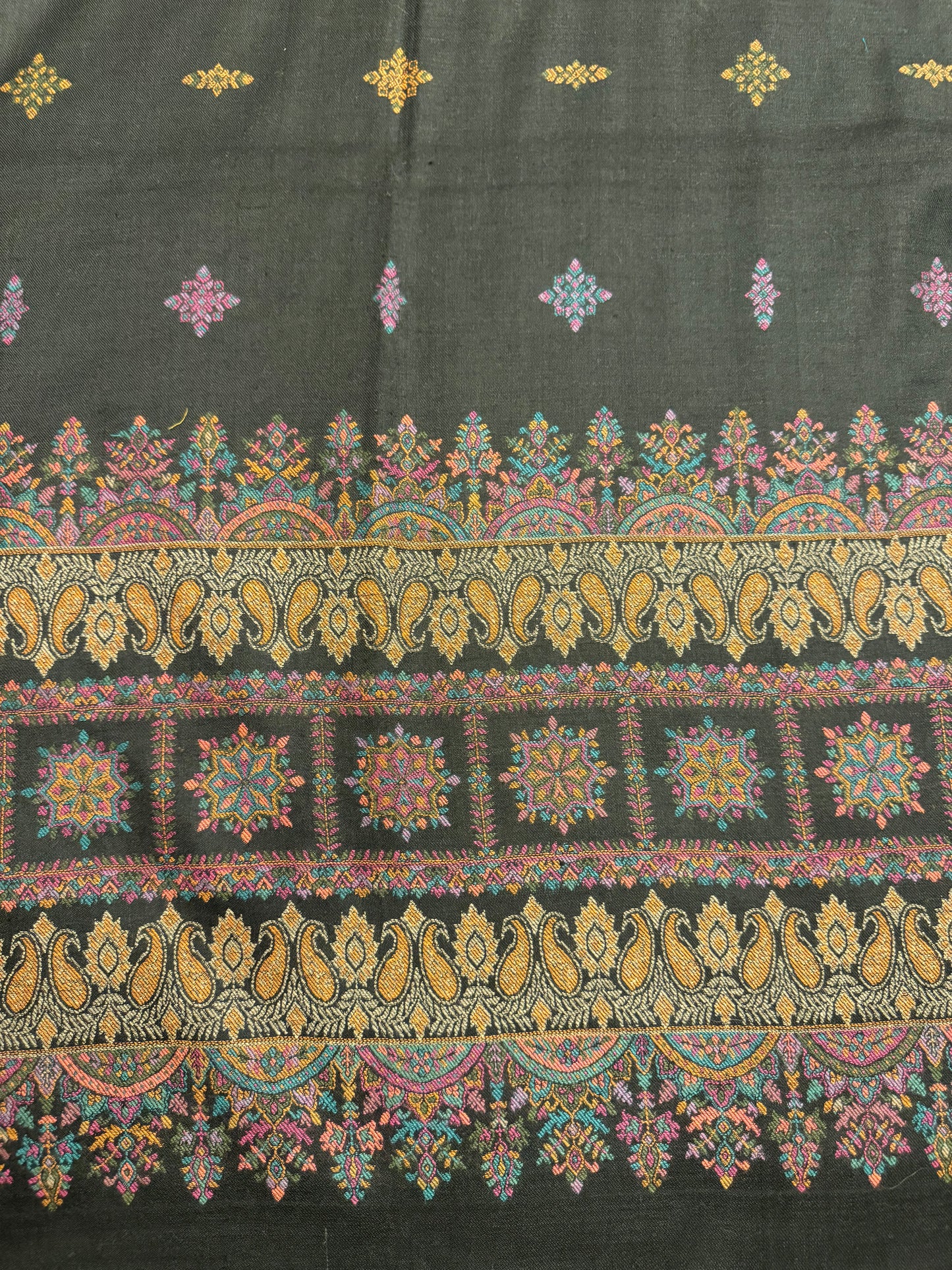 Black Wool Kani Woven Stole