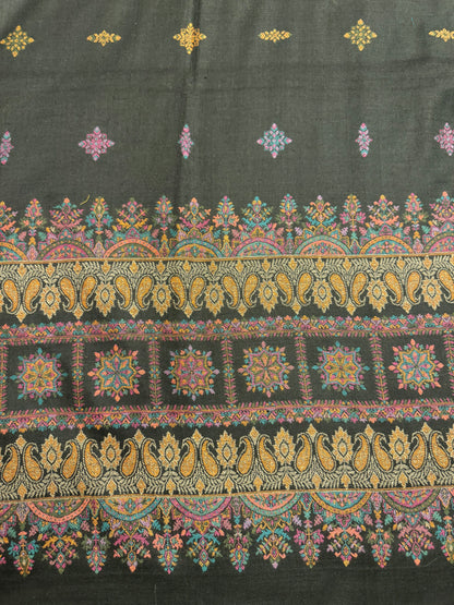 Black Wool Kani Woven Stole