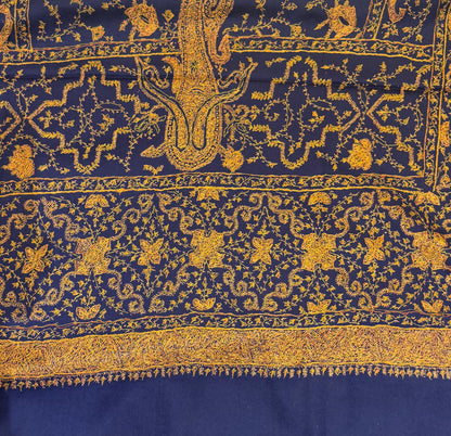 Navy Blue Kashmiri Hand Embroidered Shawl