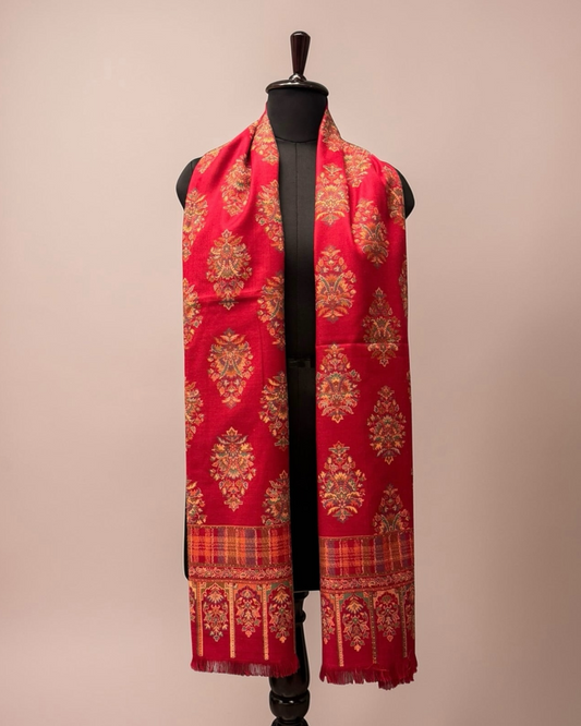 Deep Red Pure Wool Kani Stole