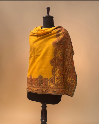 Mustard Wool Kani Woven Shawl