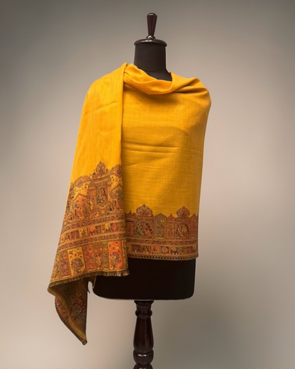Mustard Wool Kani Woven Shawl